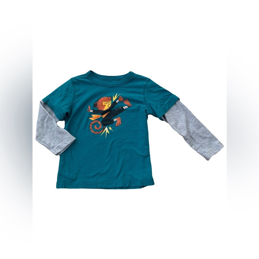 Tea Collection Size 4 Karate Money Graphic Layered Long Sleeve Tee